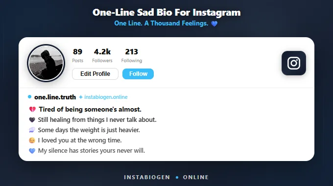 One-Line Sad Bio For Instagram